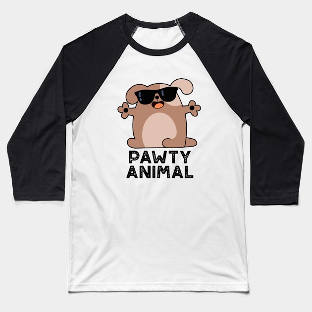 Pawty Animal Cute Party Dog Pun Baseball T-Shirt by punnybone